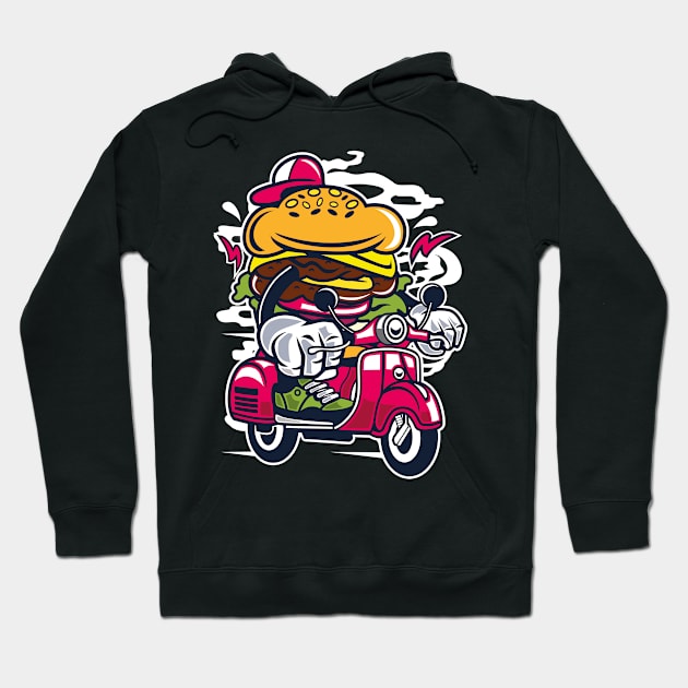 Burger Scooter Hoodie by PaunLiviu